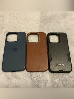 Set of 3 Apple, OtterBox, Mujjo Phone Cases for IPhone 15 Pro